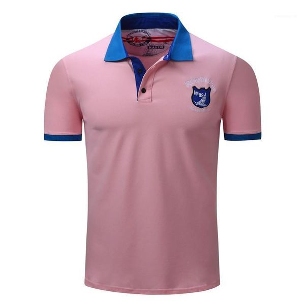 

lapel neck short tees casual loose mens tees summer luxury panelled mens polo embroidery, White;black