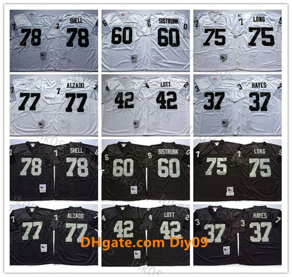

vintage oakland raiders nfl football jerseys 75 howie long men 37 lester hayes 42 ronnie lott 77 lyle alzado 78 art shell bo jac, Black;red