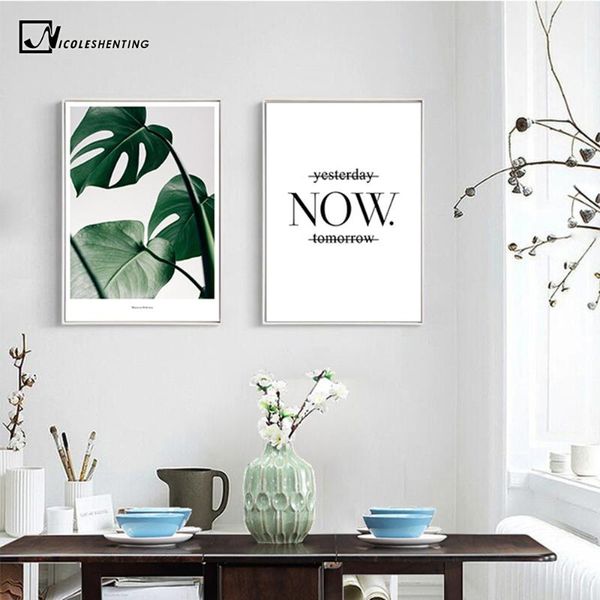 

nordic decoration leaves motivational posters and prints canvas art paintings wall picture for living room wall art home decor