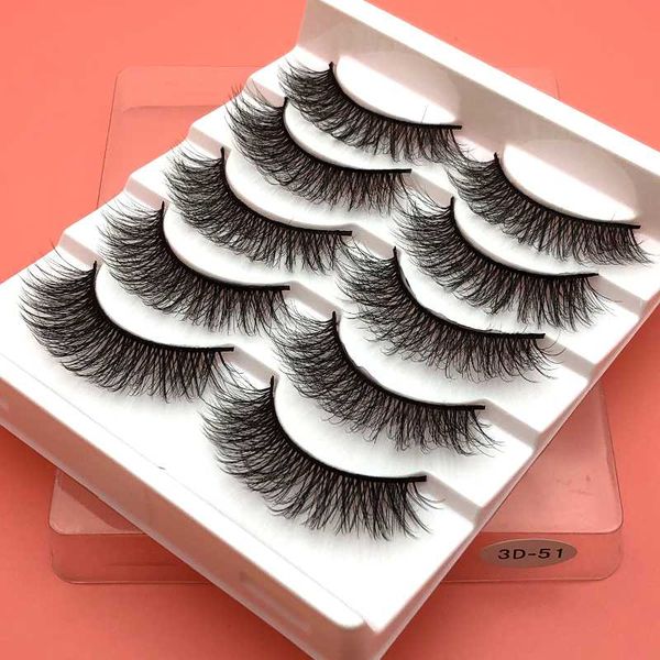 

false eyelashes 5 pairs 100% real mink 3d natural handmade lashes soft eyelash extension makeup kit cilios