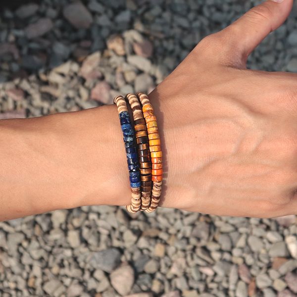 

antique handmade wooden bracelet luxury emperor stone accessories natural stone bead braclet for men women armband jewelry homme, Golden;silver