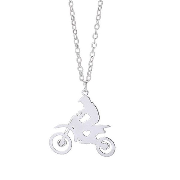 

wholesale trendy motorcycle race necklace racing driver stainless steel heart pendant necklace fashion jewellery gift, Silver