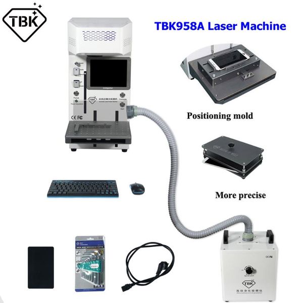 

tbk958a laser rear glass separator machine full set with fume extractor and molds diy logo engraving