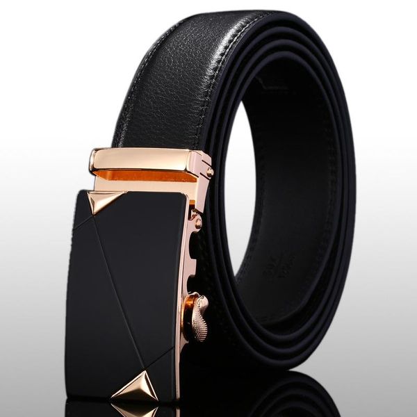 

brand belt men genuine luxury leather belts for men,strap male metal automatic buckle, Black;brown
