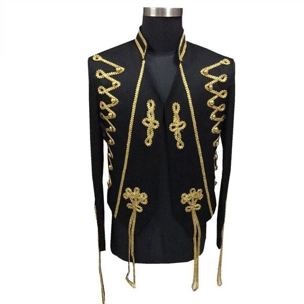 

gold line flange blazer masculino performance stage costumes men bomber jackets men veste homme blouson homme cazadora hombre, White;black