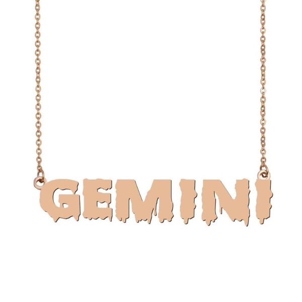 

pendant necklaces gemini name necklace , cool bloody art for halloween and santa's day jewelry gift kids boys girls, Silver