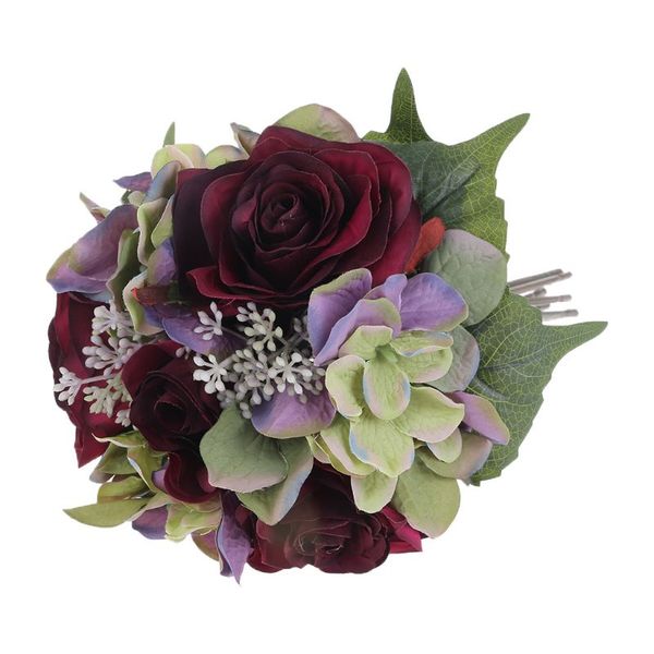

1 bunch artificial rose flower silk bouquet bride holding flowers wedding decor