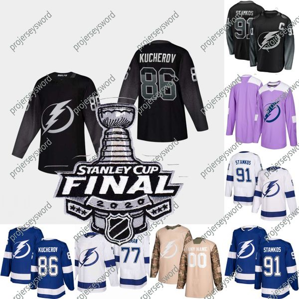 

2020 stanley cup final tampa bay lightning tyler johnson brayden point steven stamkos nikita kucherov victor hedman ryan mcdonagh jersey, Black;red