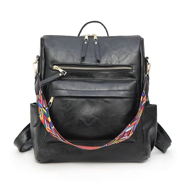 

2020 new retro large backpack women pu leather rucksack women's knapsack travel backpacks shoulder school bags