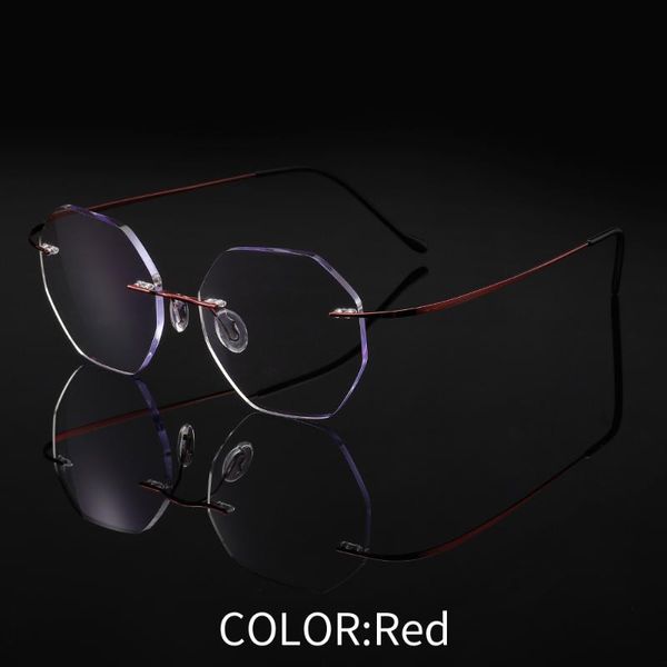 

blue light prevention rimless alloy reading glasses rhomboid magnifier prescription myopic reading glasses +1.50+2.00+2.50+3.00, White;black