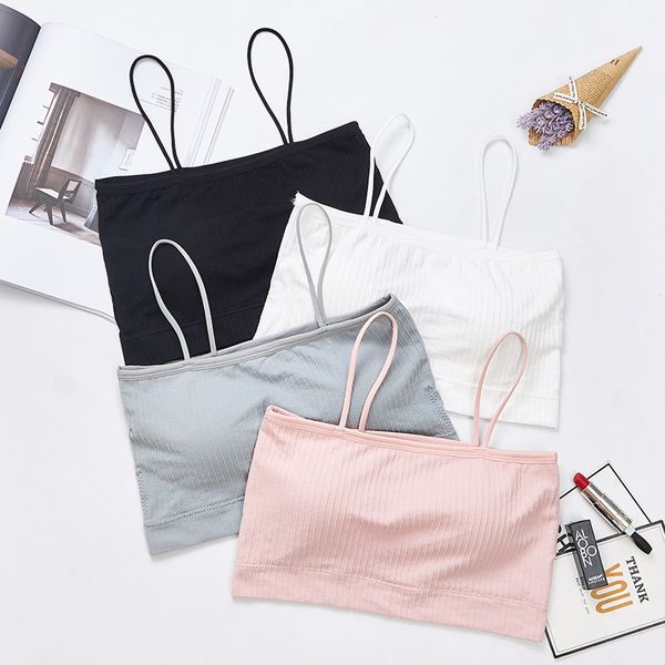 

bras chrleisure one-line rib wrapped underwear add chest pad to gather push up bra thin shoulder straps seamless bralette, Red;black