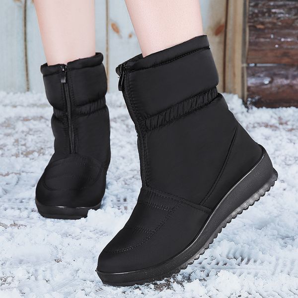 

2020 new women snow boots anti-slip waterproof mid-calf winter shoes woman thicken cotton-padded women shoes 902, Black