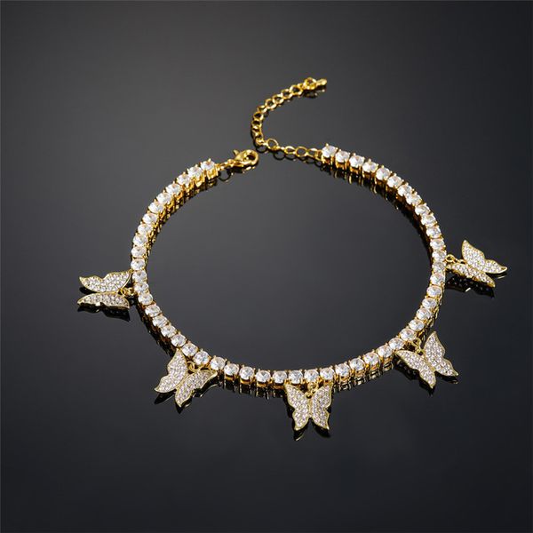

new trendy girls women anklets gold plated cz tennis butterfly anklets bracelet chains for girls women for wedding party, Red;blue