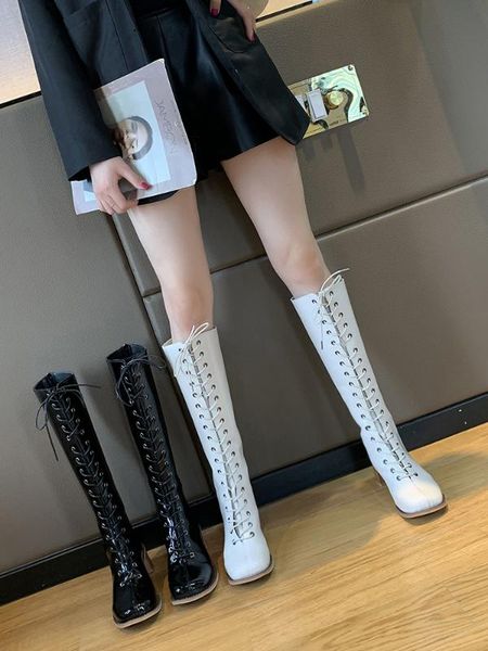 

boots women new 2020 round toe shoes booties ladies low heels booties mid calf lolita autumn rubber rock shoes, Black