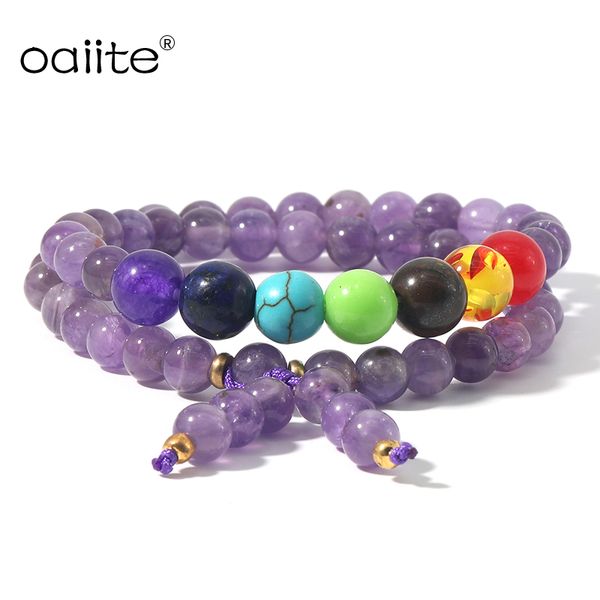 

7 chakra bracelet double layer row adjustable yoga stone energy healing natural stone beads bracelets xmas gift, Black