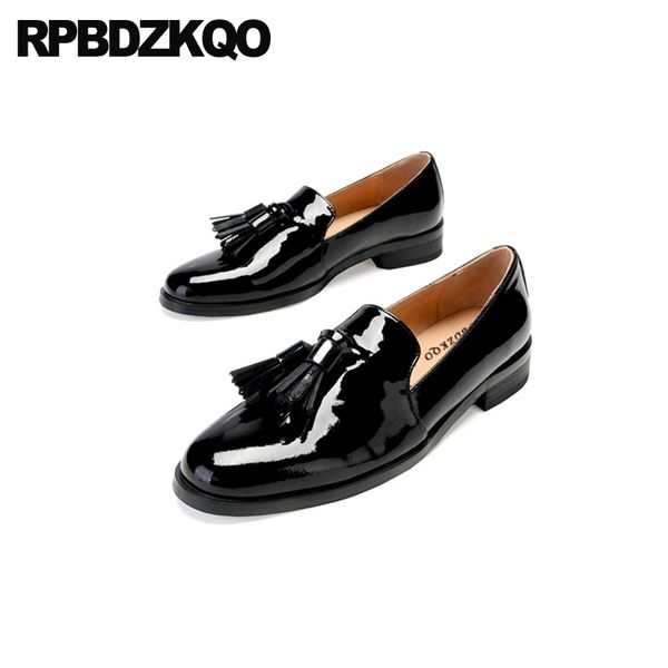 

square toe slip on ladies designer shoes women luxury 2020 chinese latest loafers china female black fringe flats patent leather