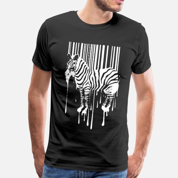 

бэнкси street art zebra штрихкодов тенниска мужчин печать 100% хлопок s-xxxl trend fit юмор весна осень письма рубашку