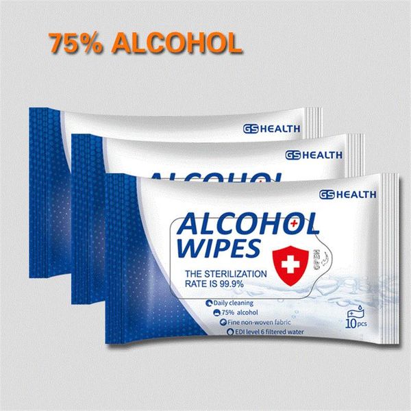 

75% alcohol wipes 10 sheets/bag antibacterial disinfectant wipes portable antiseptic wet wipes e1