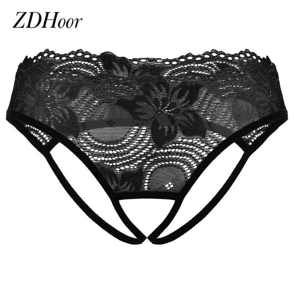 

women's panties womens erotic see through sheer floral lace underwear lingerie low rise crotchless thong g-string briefs, Black;pink