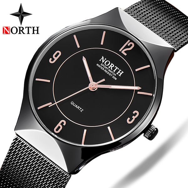 

north watch men fashion business watches men's quartz wristwatch black steel mesh clock man relogio masculino, Slivery;brown