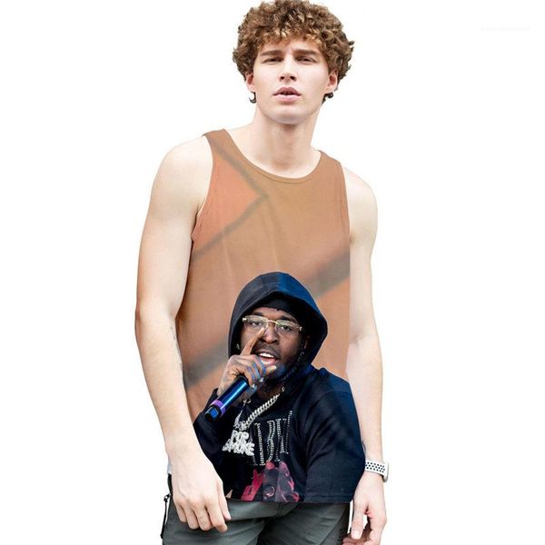 

tank tops crew neck 3d печати mens спорта жилет свободный женский повседневный tank tops поп смок mens, White;black