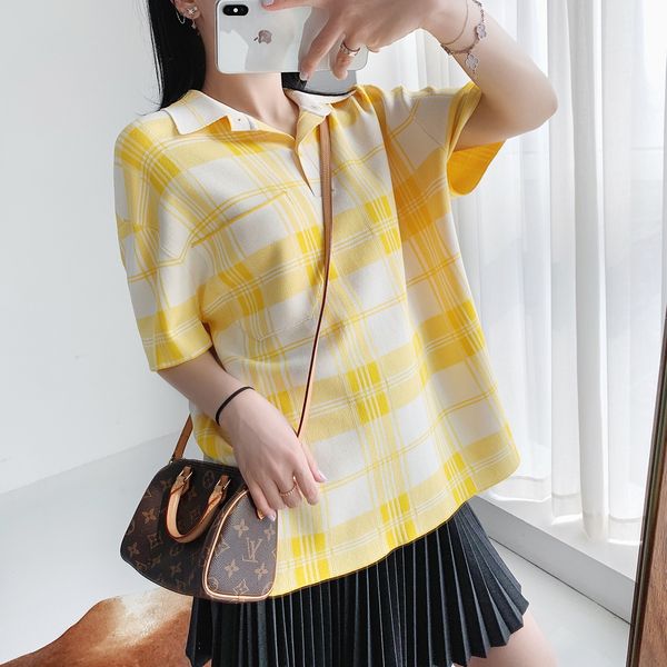 

summer qian spring sweater hhpbc blouse style same camp plaid 20 shirt yellow and polo sweater loose song new creative glswt, Black