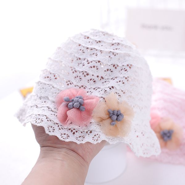 

baby girl hat summer thin sunscreen princess lace, Yellow