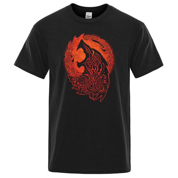

norse mythology vikings fenrir wolf t shirt for male quality cotton hipster tee shirt 100% cotton leisure viking t-shirt