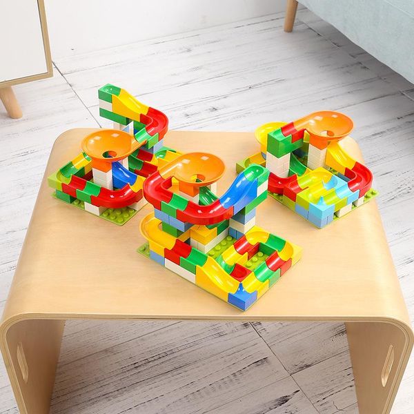 

compatible big slide gift 176pcs ball marble bricks race kids duploed plastic toys maze blocks run building track 54 size funnel bbyhfn
