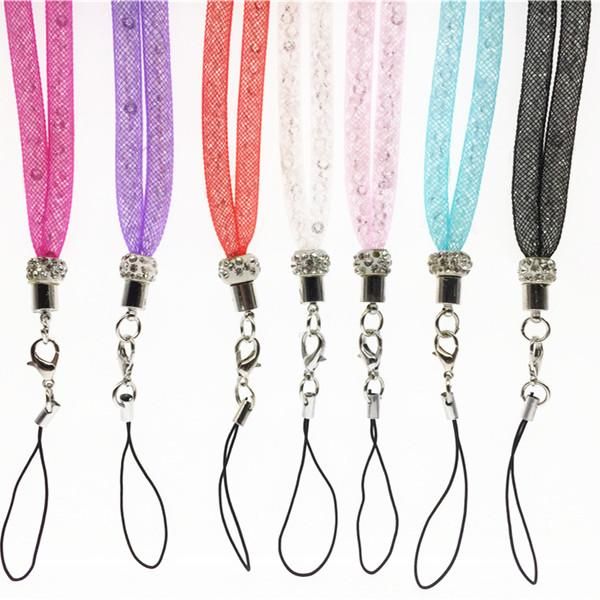

cgjxsnew mobile phone lanyard strap bling crystal luxury diamond candy color hanging neck rope telephone belt hang chain bracele