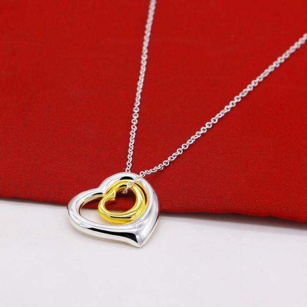 

bohemia simple dainty glossy heart shaped peach heart pendant clavicle choker necklace jewelry wedding love couple collier gift, Silver