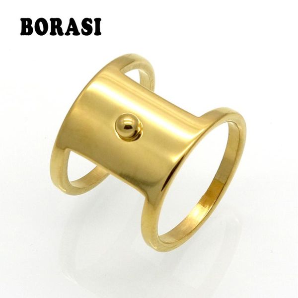

latest design gold color square ring 16mm women/men fashion jewelry party trendy stainless steel round band ring, Golden;silver