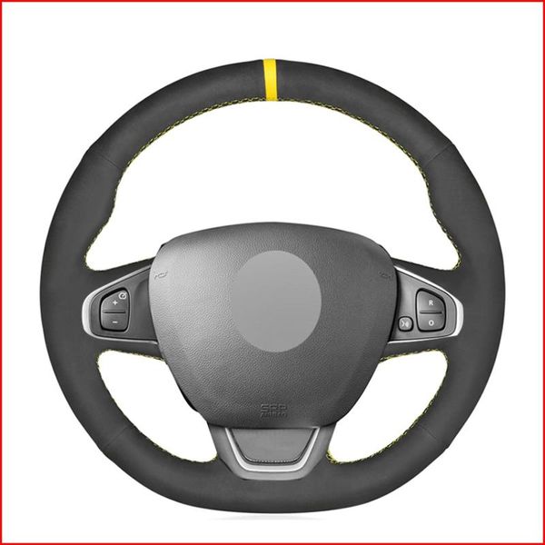 

black suede hand sew soft wrap car steering wheel cover for clio 4 (iv) kaptur captur 2020-2020