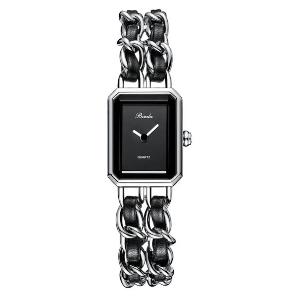 

new women's watch retro fashion luxury woven belt quartz movement women's watch elegant exquisite simple style fashion collocat, Slivery;brown
