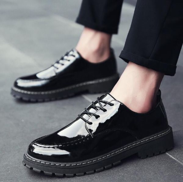 

dress shoes breathable leather men's wild patent green fashion casual men, Black