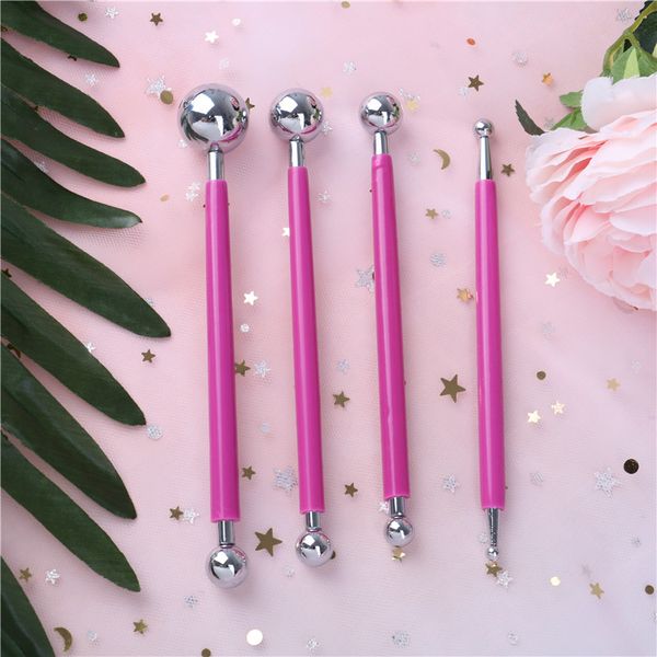 

4pcs cookie cutters flower sugarcraft metal ball modelling set diy stainless steel baking pen fondant cake decorating tools