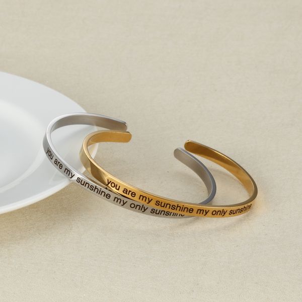 

bangle stainless steel engrave you are my sunshing bangles,5pcs logo 3.5*62mm, Black