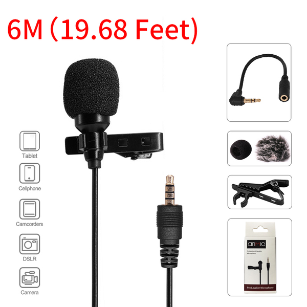 

ulanzi arimic 6m cable clip-on lavalier lapel microphone interview mic voice recording for android smartphone/tablet