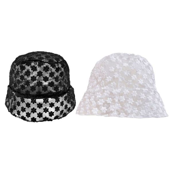 

women vintage sun hat flower embroidery wide brim sunscreen packable bucket cap q0ke, Blue;gray