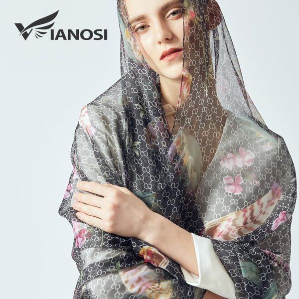 

vianosi] brand designer black silk scarf summer bandana soft scarves for women print shawl fashion echarpe hijab, Blue;gray