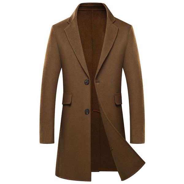 

new fashion autumn winter double faced woolen coat men long casual single breasted thick wool jacket size m l  2xl 3xl, Black