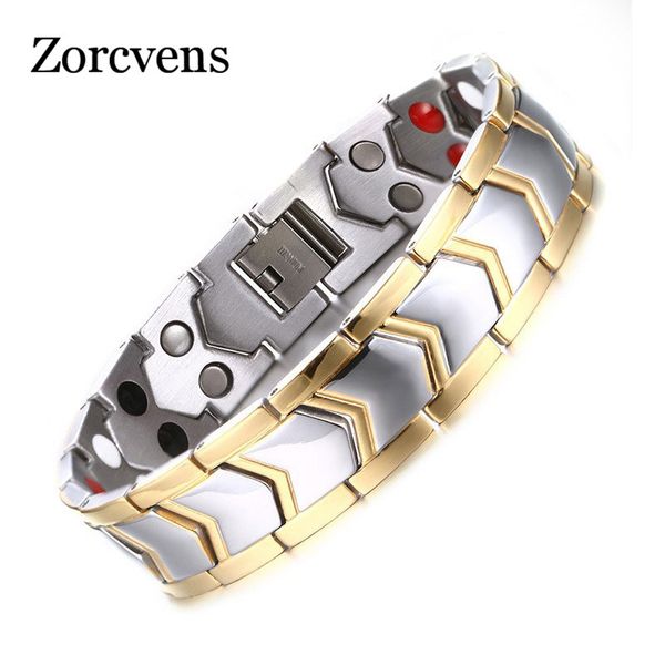 

link, chain modyle adjustable length stainless steel magnetic health care bracelet men jewelry, Black