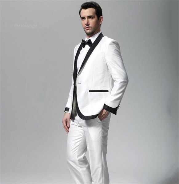 

2 шт white wedding men костюм мужские костюмы куртки с брюками шаль лацкане slim fit wedding guest пром официально костюм выполненном на зак, Black;gray