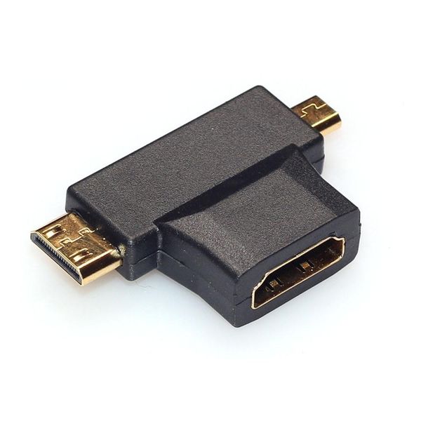 

2000pcs 3 in1 micro hdmi male mini hdmi male 1.4 female cable adapter converter for hdtv 1080p hdmi cables