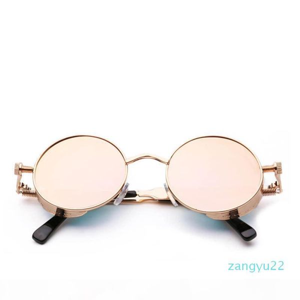 

wholesaland america fashion men's sunglasses metal spring punk steam round sunglasses ladies designer mirror pola, White;black