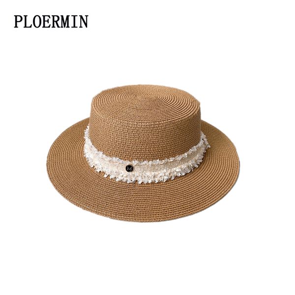 

2020 new summer fashion women straw hat french retro lady sun hats boater flat panama beach hats chapeu feminino caps, Blue;gray