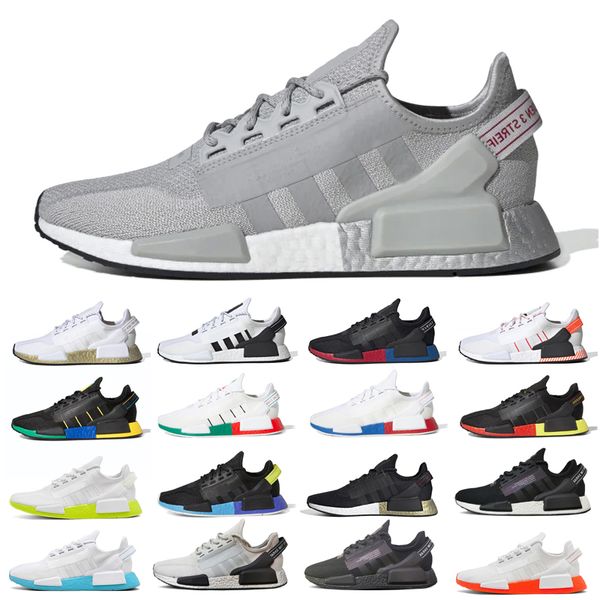 

r1 v2 men women running shoes grey metallic black white core blue mens womens fashion trainers sports sneakers runner 36-45