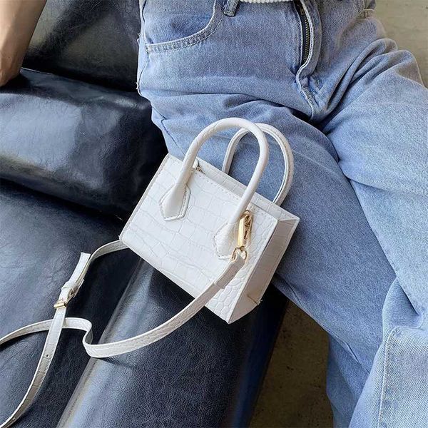 

stone pattern mini square tote bag 2020 summer new leather women's designer handbag travel shoulder messenger bag