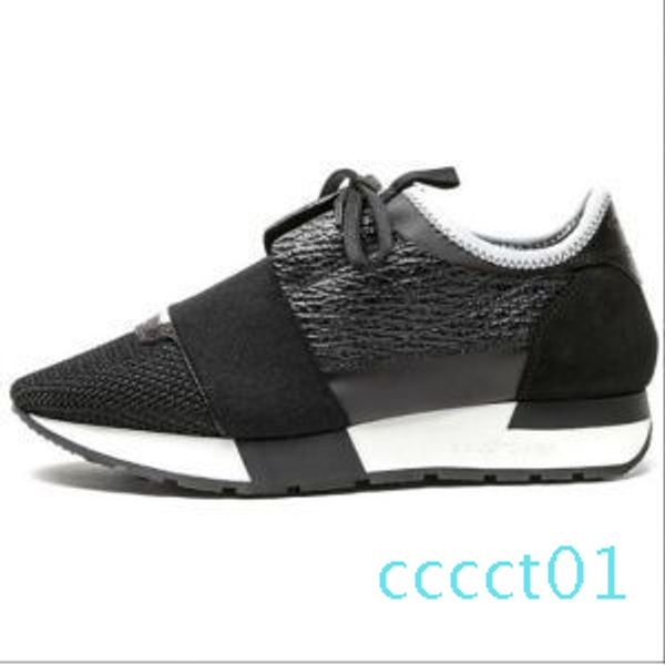

2019 classic designer race runner sneakers fashion men women casual shoes luxury genuine leather mesh pointed toe shoes trainers ct01, Black
