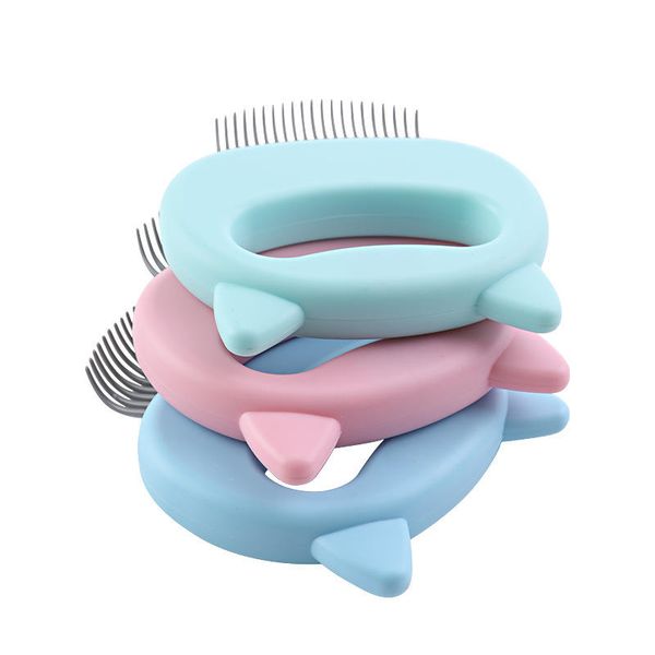 

pets cats dogs portable comvenient comfortable massage shell comb grooming hair removal shedding cleaning brush